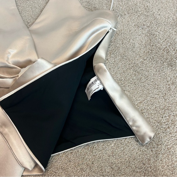 Zara satin Bow tie cut-out side opening halter top V-neck in soft gold Sz L NWT - Picture 10 of 16